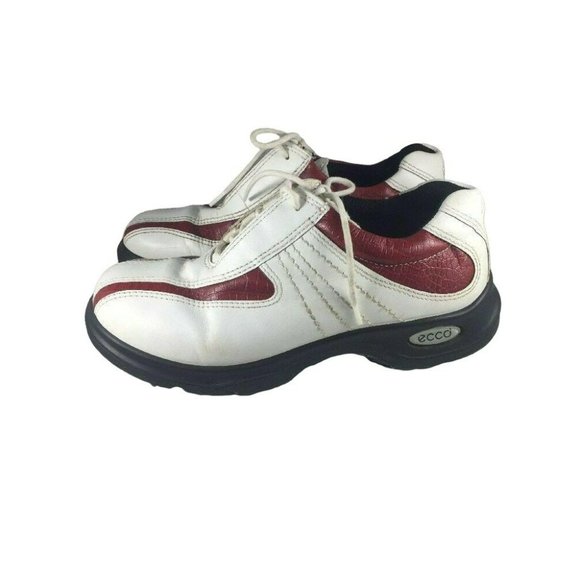 Ecco Womens Golf Shoes US Size 5 UK Size 36 White And Red Leather Bicycle Toe - Picture 4 of 8